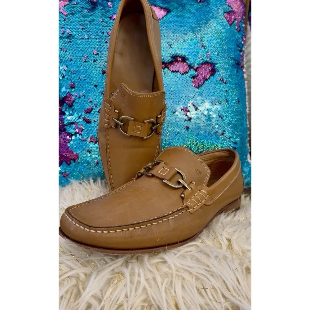Donald J Pliner Men's Dacio Dipped Calf Loafer Saddle Tan Brown Size 8